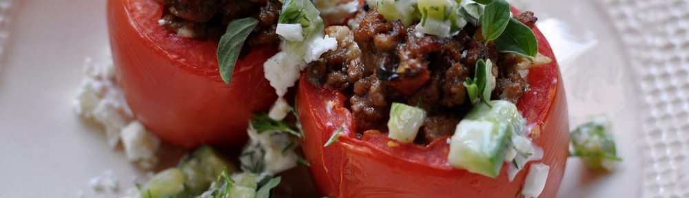 Sunday Supper: Greek Lamb Stuffed Roma Tomatoes